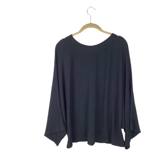 Anthropologie Maeve Claire Black Textured Batwing Pullover Top Relaxed Fit L - Picture 3 of 8